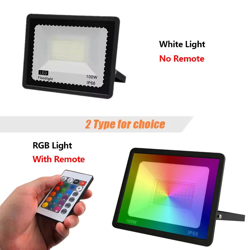 projecteur led noir moderne ip66 extérieur télécommande interrupteur vis fixation 220vRGBO