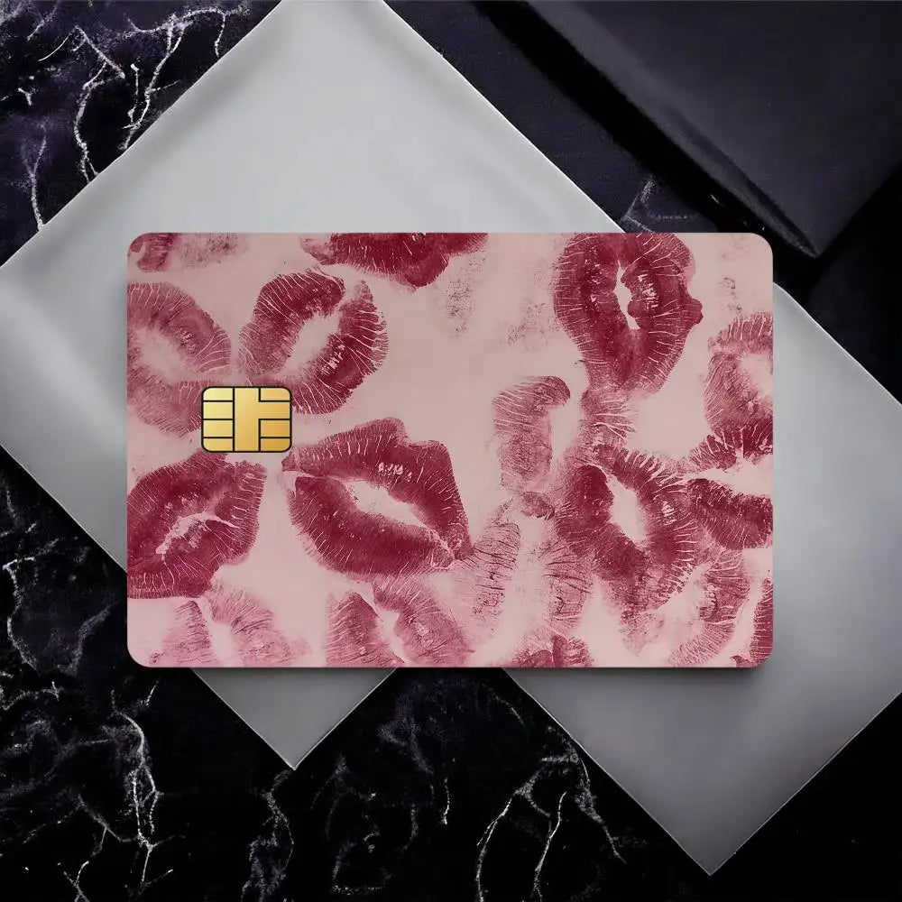 autocollants carte bancaire imperméable résistants baisers roses modernes pack pièces transparents