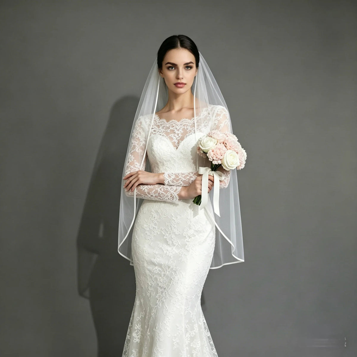 voile mariée blanc dentelle élégant fixation invisible longueur cathédrale bohème romantique