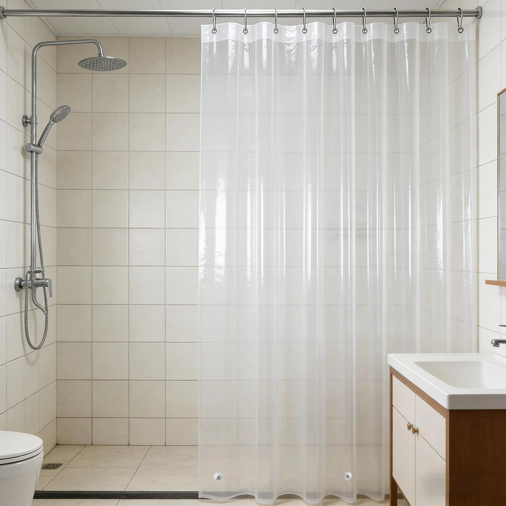 rideau douche transparent sans motif aimants métalliques respectueux environnement moderne 180x200cm
