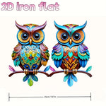 décoration murale hibou multicolore géométrique stylisée extérieure intérieure festive jardin patio salon