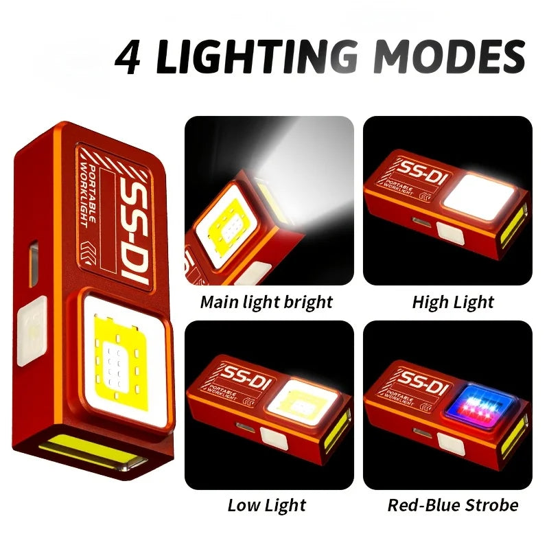 lampe travail portable rechargeable usb led rouge noir violet clips type moderne compact