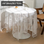 nappe dentelle florale table manger réutilisable polyester coton semi transparent beige clair vintage bohèmeextérieur