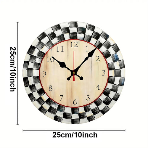 horloge murale bois carreaux noir blanc classique vintage salon chambre coucherDecorationMurale