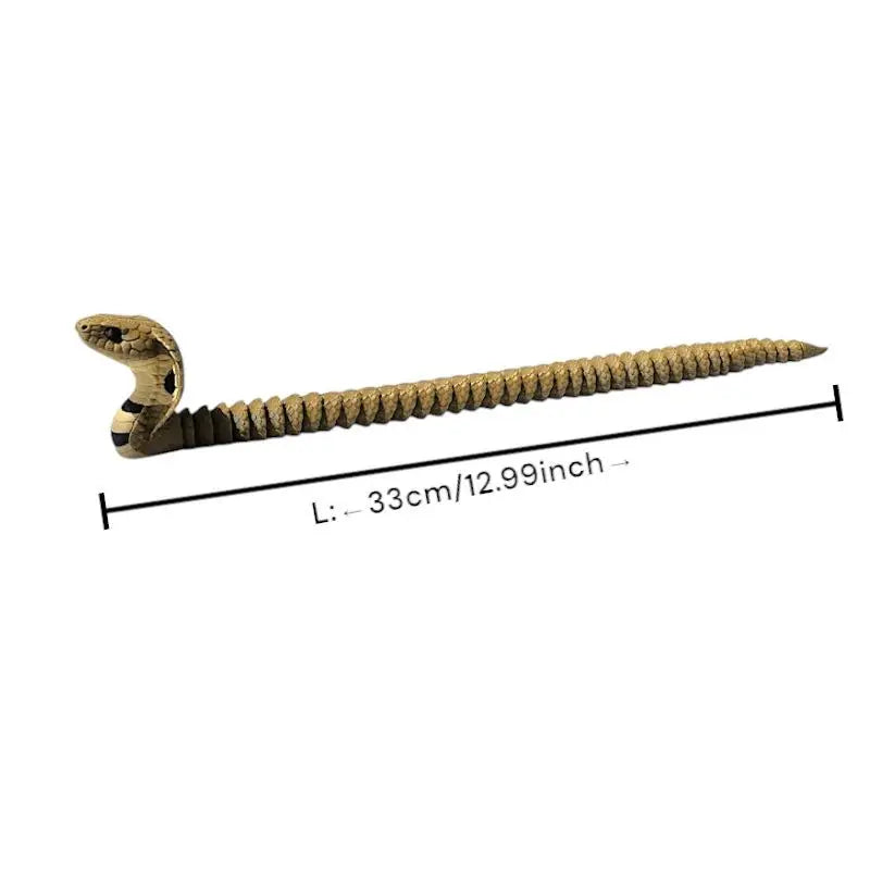 jouet serpent articulé marron noir réelle 33cm décoratif imitations écailles texturées éléments fleurs livres