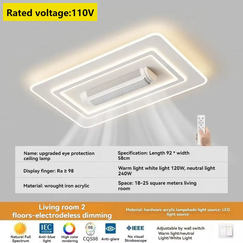 plafonnier led blanc moderne minimaliste ventilation grille diffusion lumière chambre salon