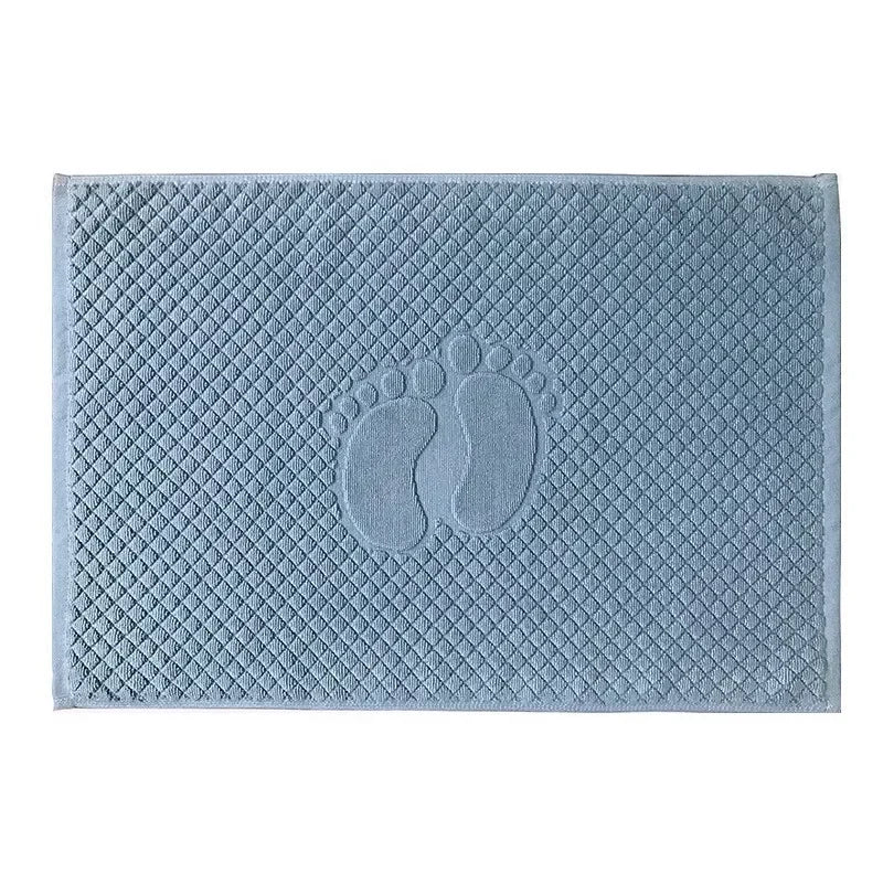 tapis bain coton imprimé pas pied vert gris moderne absorbant 80x50cm