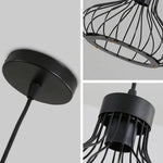 lumière suspendue industrielle moderne cage métallique fil fer noir ampoûle edison
