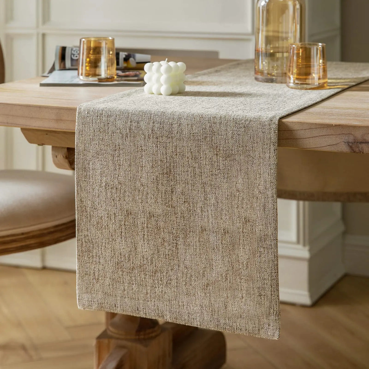 table ferme toile jute tissage rustique beige clair tissu coton classique clips métalliques usage