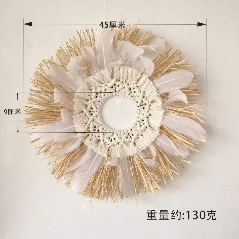 décoration murale bois boho franges colorées naturel moderne minimalisme chambre salon entrée