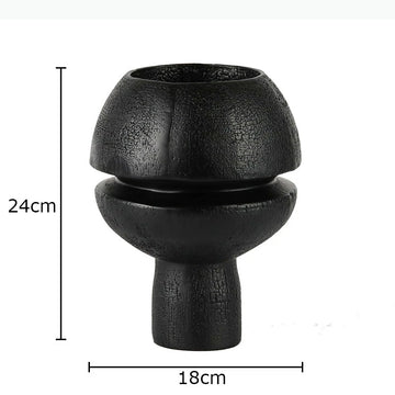 décoration intérieure vase noir sculptural moderne minimaliste texturé 24cm 18cm