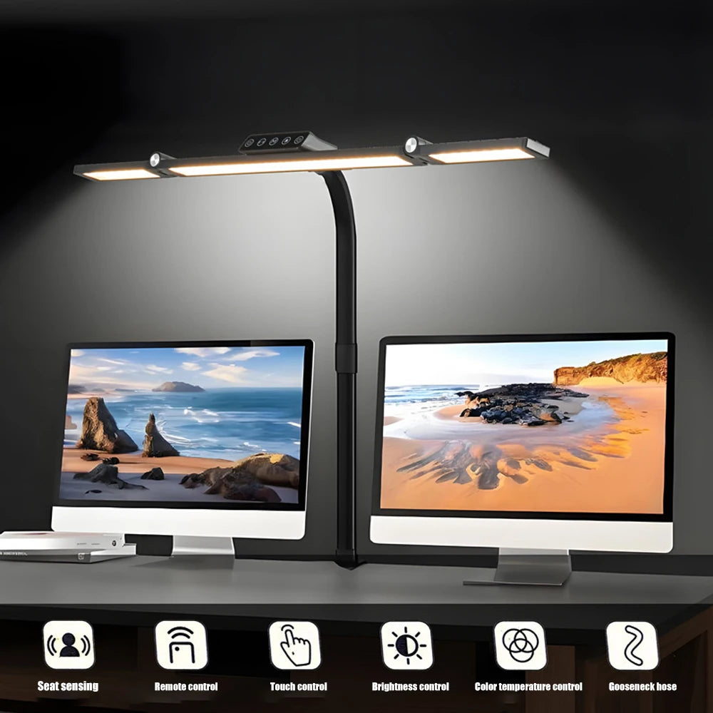 lampe led double tête réglable mode continu moderne blanc noir