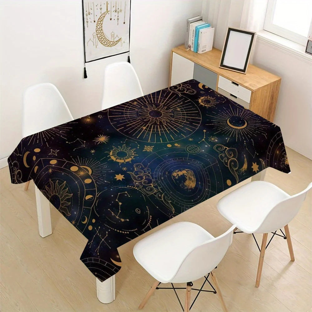 nappe imperméable moderne bleu foncé constellations étoiles restaurant décoration maison festive resistant huile