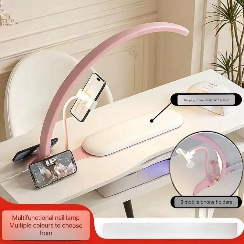 lampe ongles rose moderne interrupteur blanc support smartphone led réglable