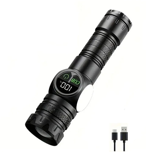 torche rechargeable led modes lumière rouge aimantable randonnée camping adulte noire lcd usb