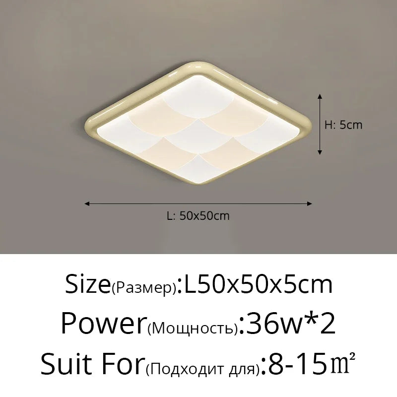 plafonnier led moderne blanc carreaux géométriques intérieur atmosphérique sans télécommande