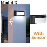 lampes murales led noir blanc géométrique ip66 moderne détecteur mouvement piro étanche