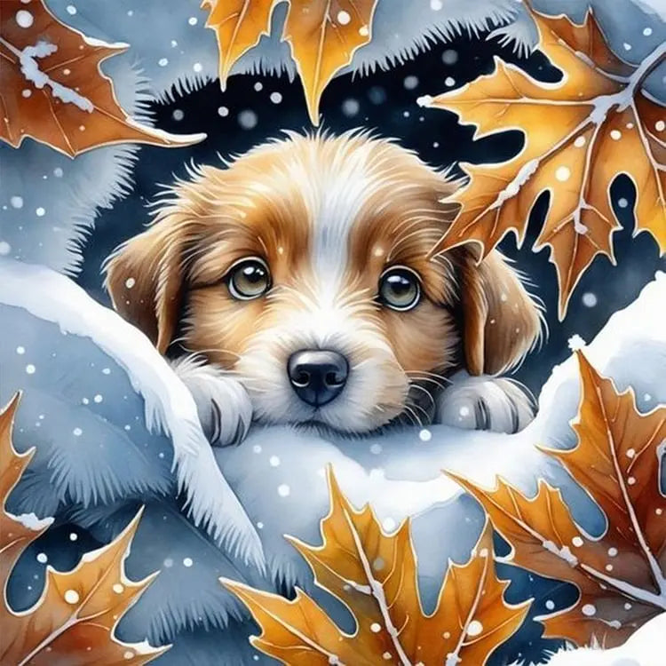 toile broder chien automne 30x30cm 40x40cm 50x50cm 60x60cm multicolore artisanal aiguilles fil plan kit