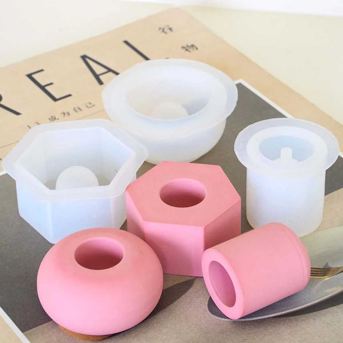 vases silicone blanc rose jaune bleu vert modernes minimalistes hexagonaux rondels hand made
