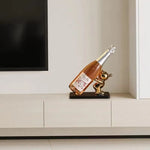 présentoir bouteille ours argenté doré moderne décoration noël vin champagne étiquette florale