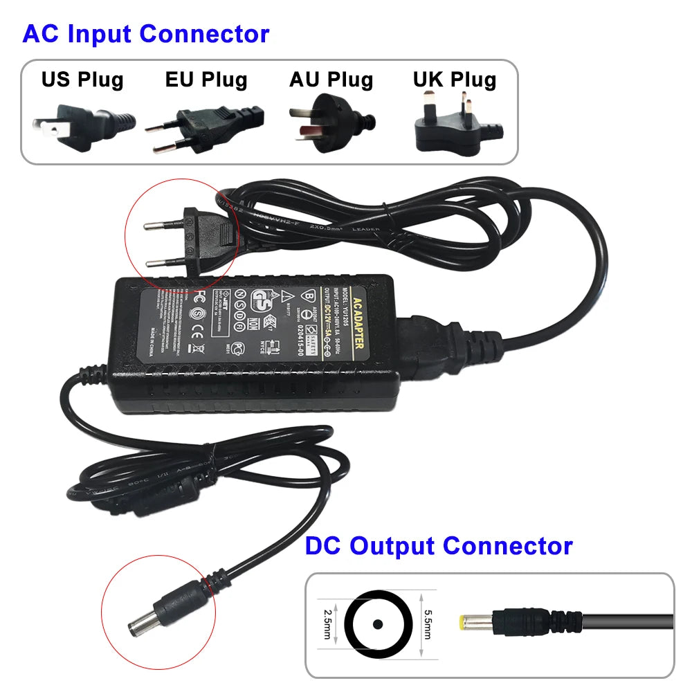 adaptateur secteur led 12v 10a 120w transformateur alimentation dc noir ruban led