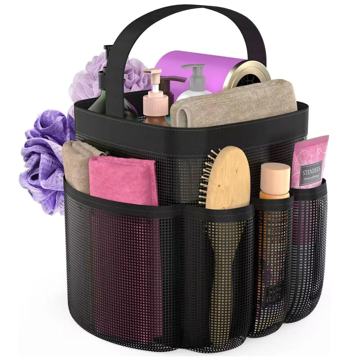 sac rangement noir maille moderne poignée voyage toilettage vêtements accessoires transparent compact