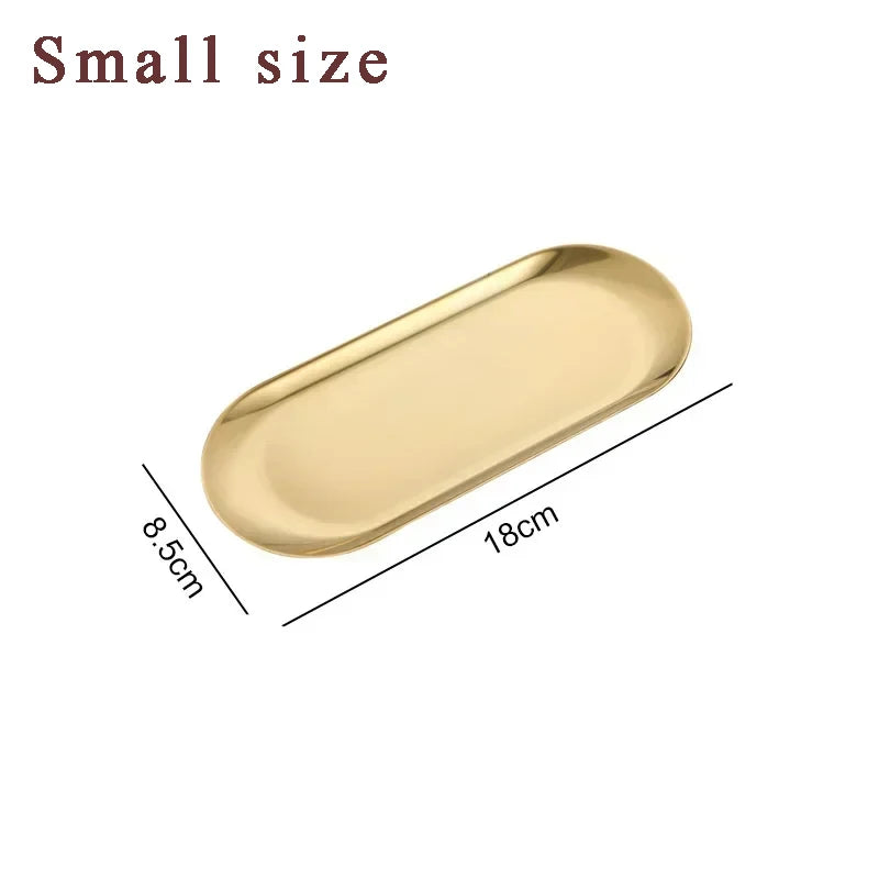 assiettes ovales or argent plates rangement cosmétiques outils nail art moderne élégants