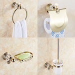 accessoires salle bain or cristaux porte serviettes savon gobelets élégants vis fixés