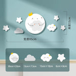 décoration murale enfant lune nuages étoiles adhésif pvc blanc rose verte
