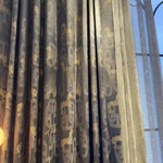 rideau translucide moderne motif cheval doré gris beige salon chambre fenêtre maison élégant