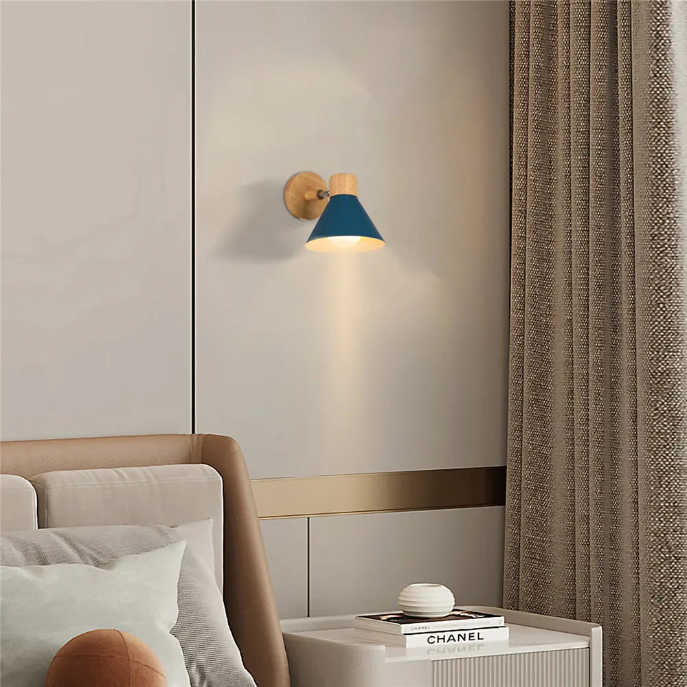 applique murale moderne conique noir gris bleu vert rose or scandinave fixée mur