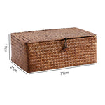 boîtes rangement tissage paille naturelle rustique boucles métalliques respectueux environnement multiple utilisations