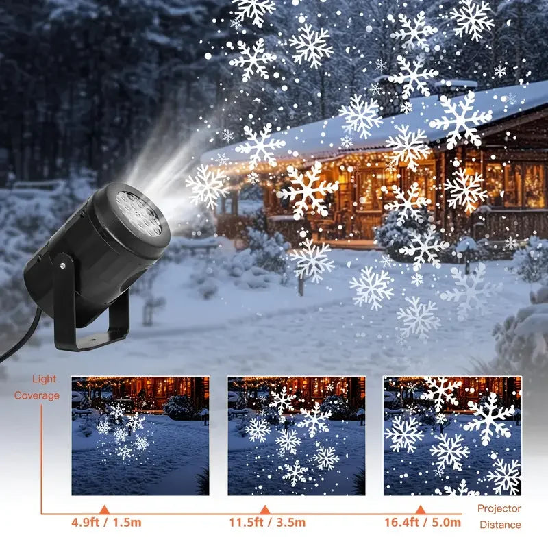 projecteur flocons neige lumière noel décoratif extérieur intérieur led blanc opaque métal festive chambre