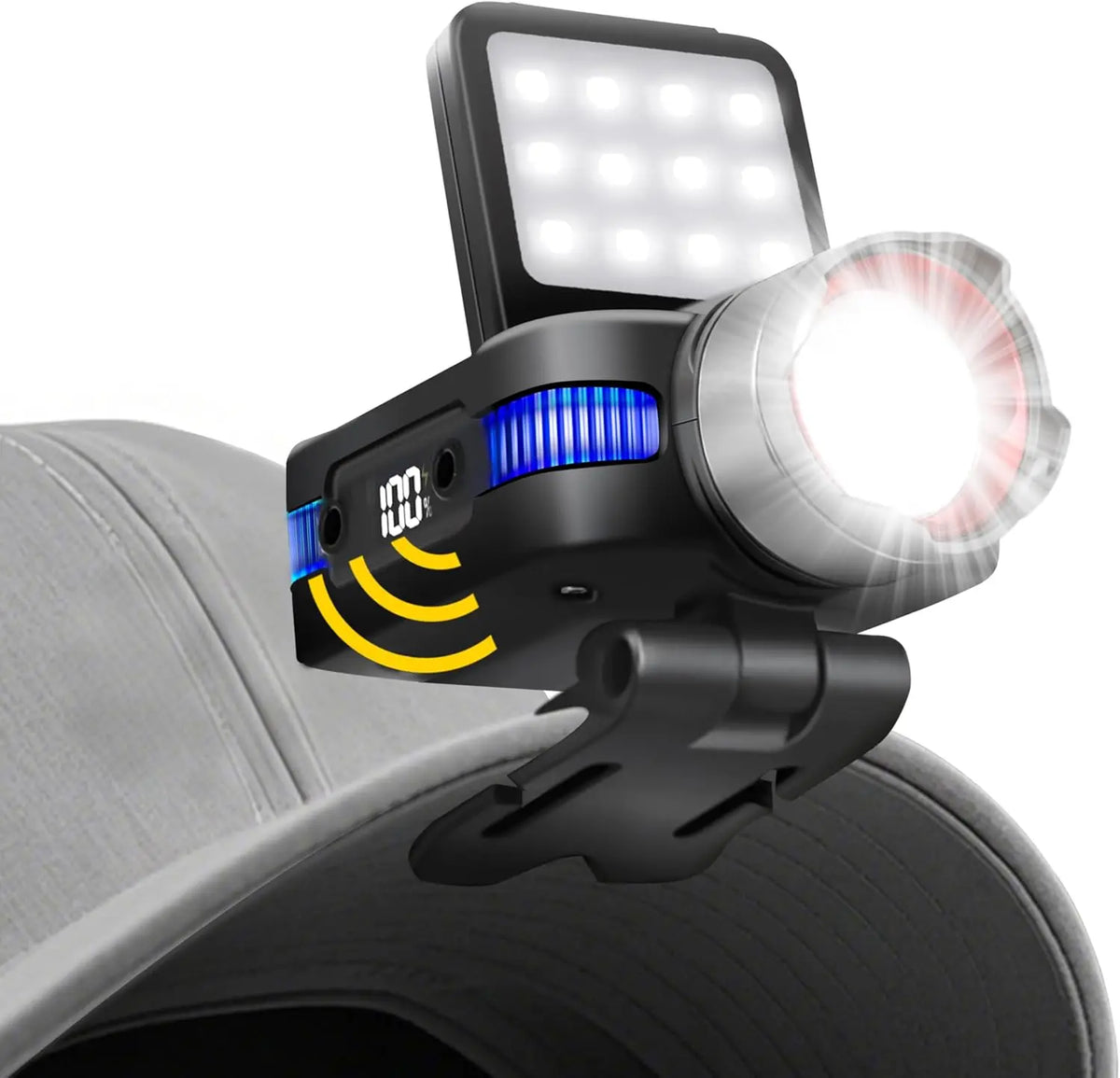 lampe torche multifonctionnelle rechargeable led noire clip mode pratique camping pêche