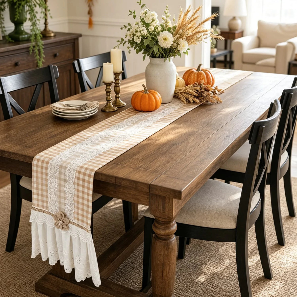 chambranle table vintage dentelle carreaux blanc beige mariage fêteextérieur rusticemode pastoral