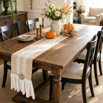 chambranle table vintage dentelle carreaux blanc beige mariage fêteextérieur rusticemode pastoral