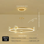suspension lumineuse moderne fleurs papillons or blanc led 2000lm 10ampoules