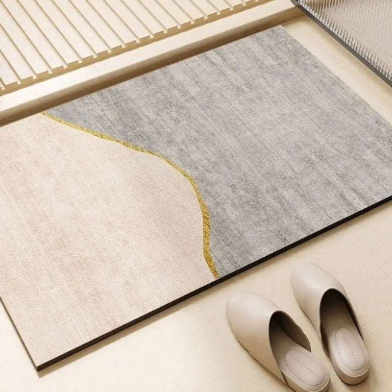 tapis sol salle bain diatomée beige absorbant moderne antidérapant séchage rapide intérieur