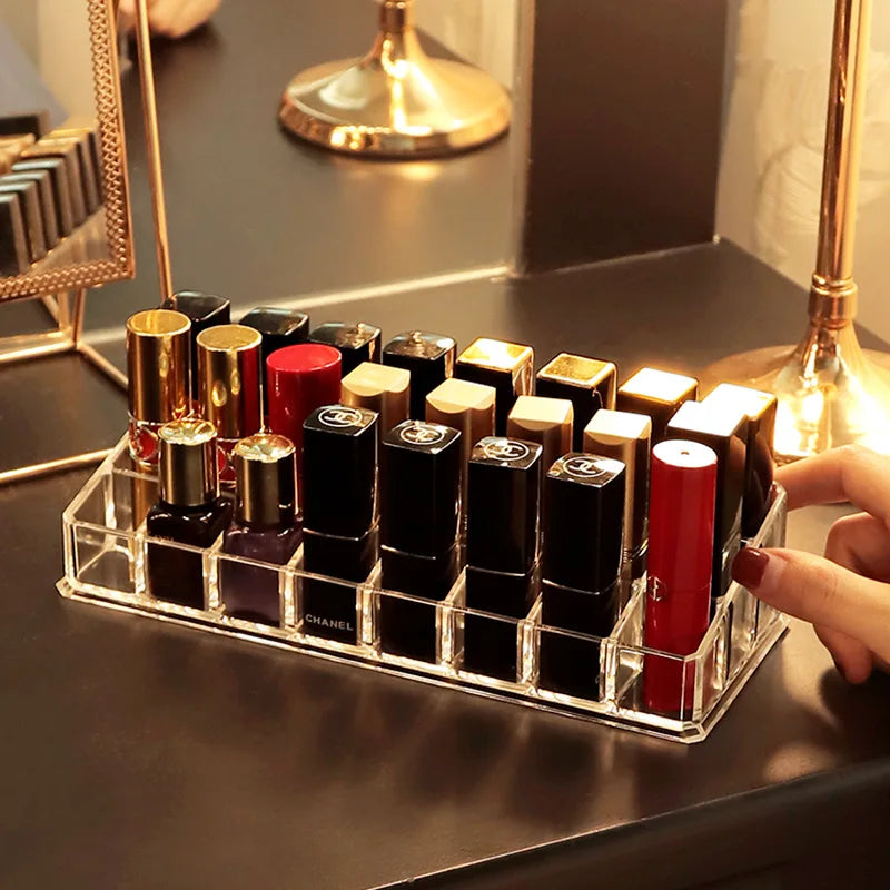 organisateur maquillage transparent boîtes rangement rouges lèvres cosmétiques moderne minimaliste plastique multifonctionnel