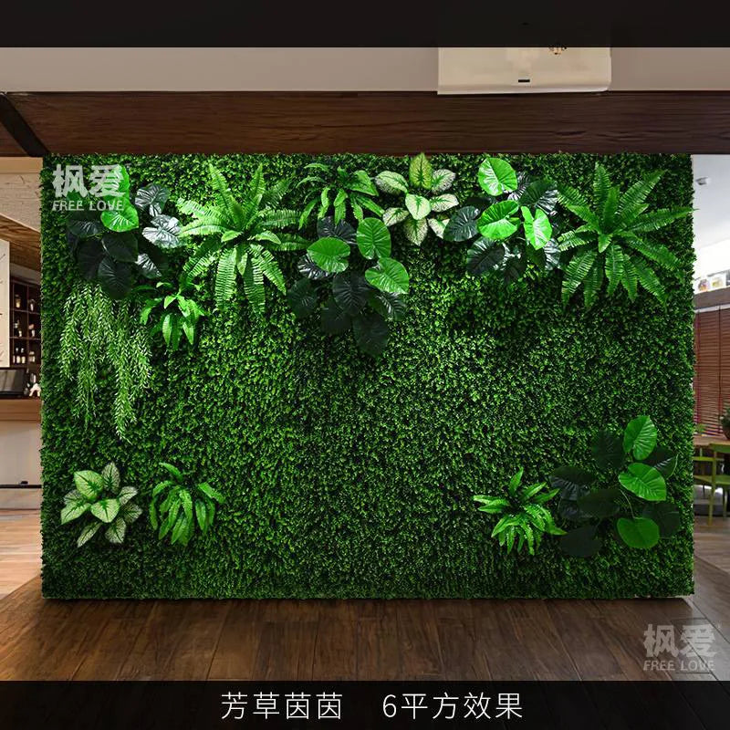 décoration murale artificielle herbe feuilles vertes moderne naturelle intérieure extérieure accrochable