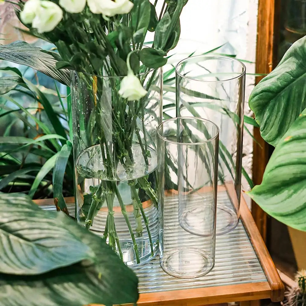 vases transparents modernes plastique inébranlables grandes tailles fleurs artificielles hydroponie