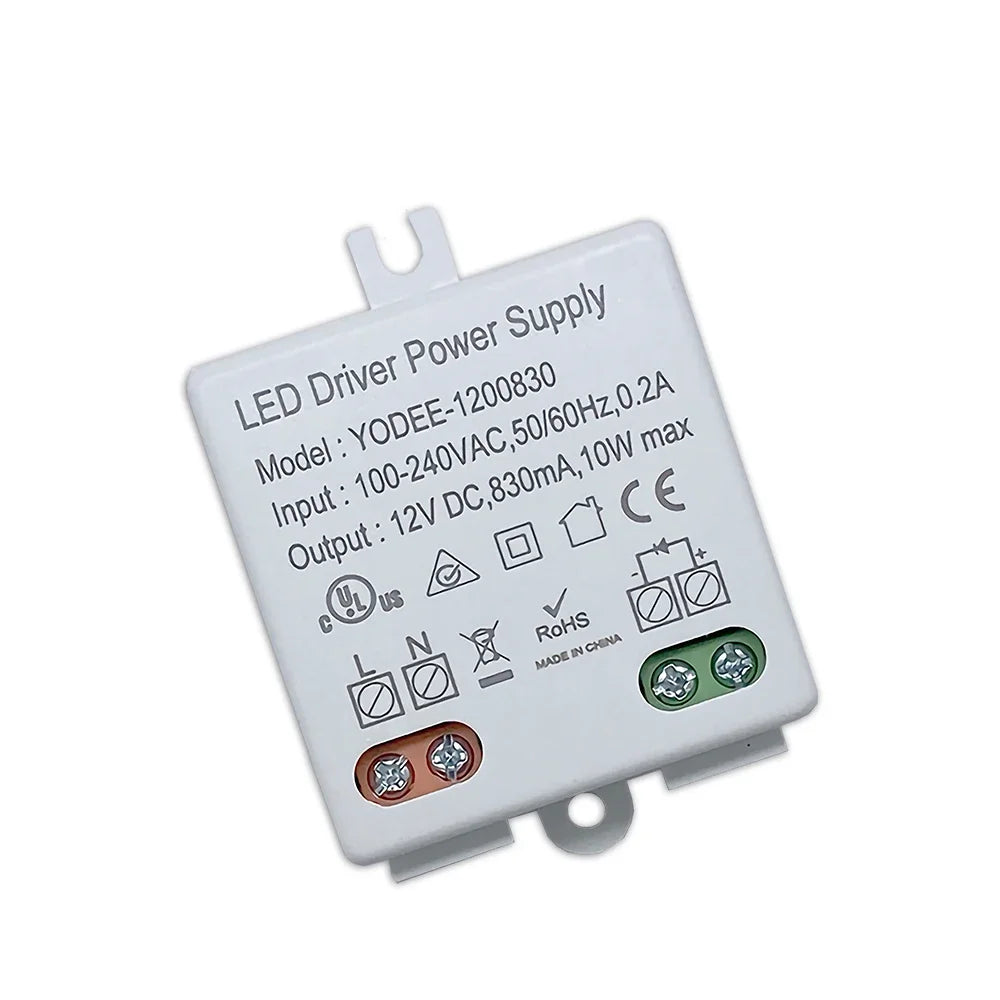 alimentation led 12v 10w 830ma protection surcharge blanc moderne étanches 40x20x50mm