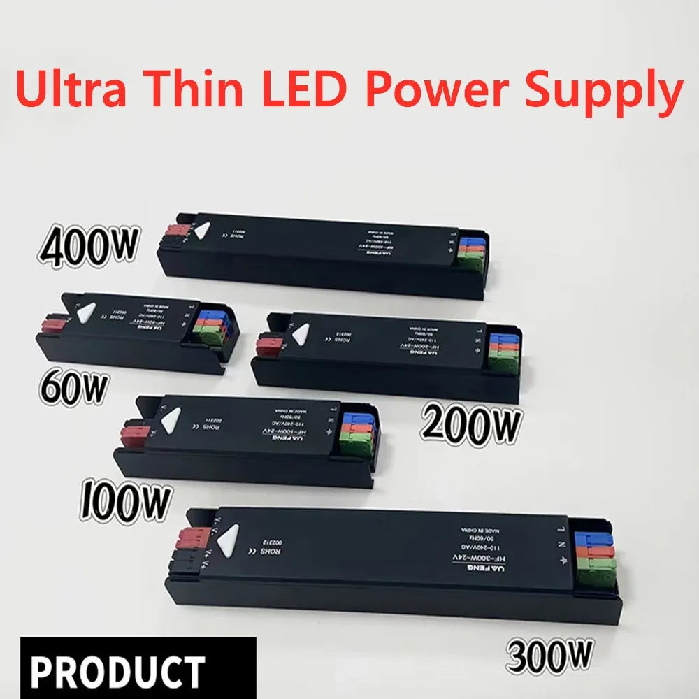 alimentation led 12v 24v 60w 100w 200w 300w 400w noir transformateur d'éclairage safe moderne