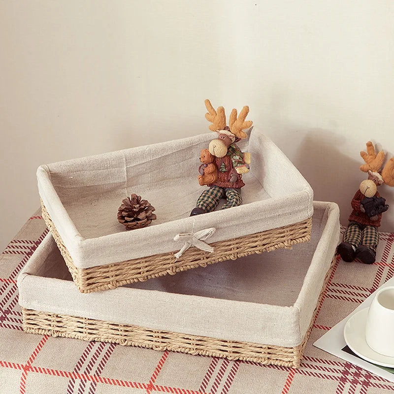 paniers rangement tissus corde tressée boho chic naturel beige écologique rustique