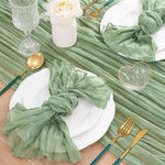 serviettes table moderne vert olive 100% polyester anneaux métalliques maison restaurant mariage fêtes textures