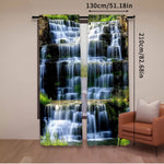 rideaux décoratifs cascade végétation luxuriante deux panneaux polyester moderne naturel