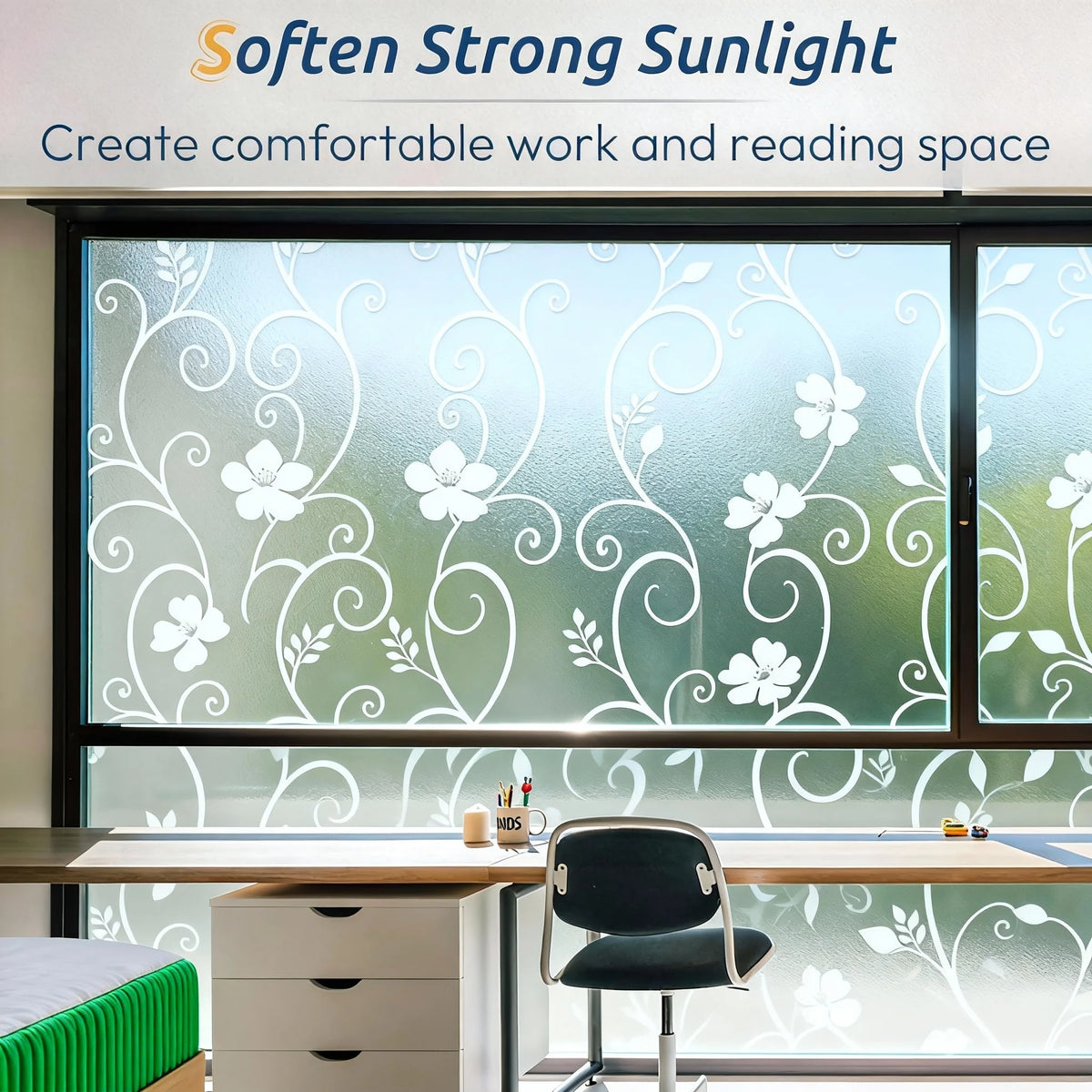 film décoratif adhésif fleurs feuilles transparent moderne isolation uv protection thermique