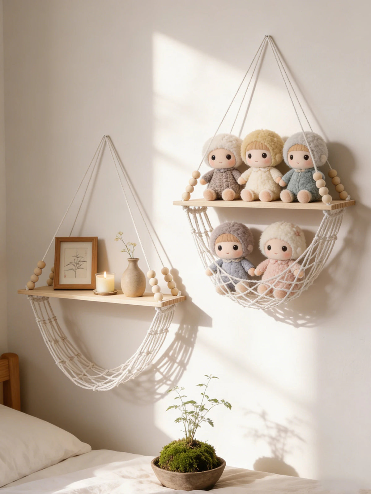 hamac suspendu moderne blanc beige bois opaque fixé mur
