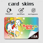 sticker carte crédit rainbow brite dessin animé adhésif réutilisable waterproof multicolore