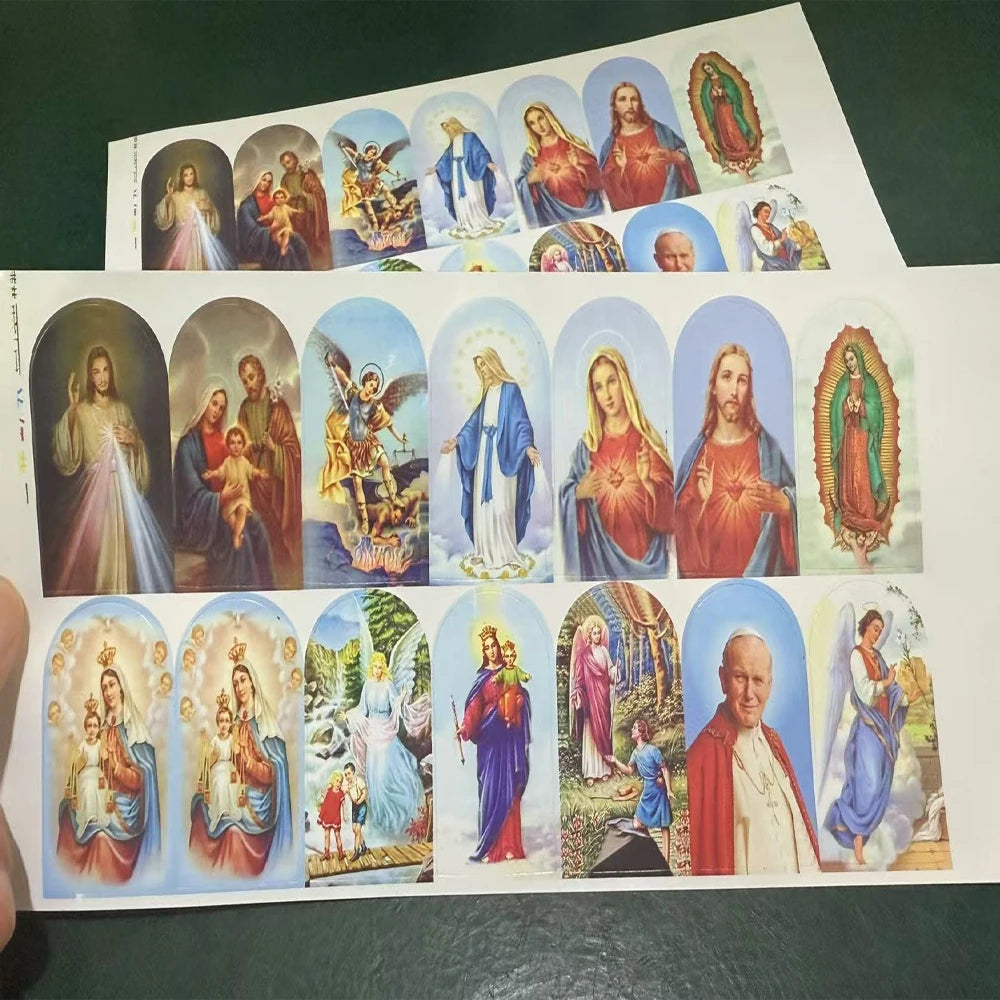 autocollants religieux saints anges bleu rouge blanc doré noir adhésifs décoration église craft stickers